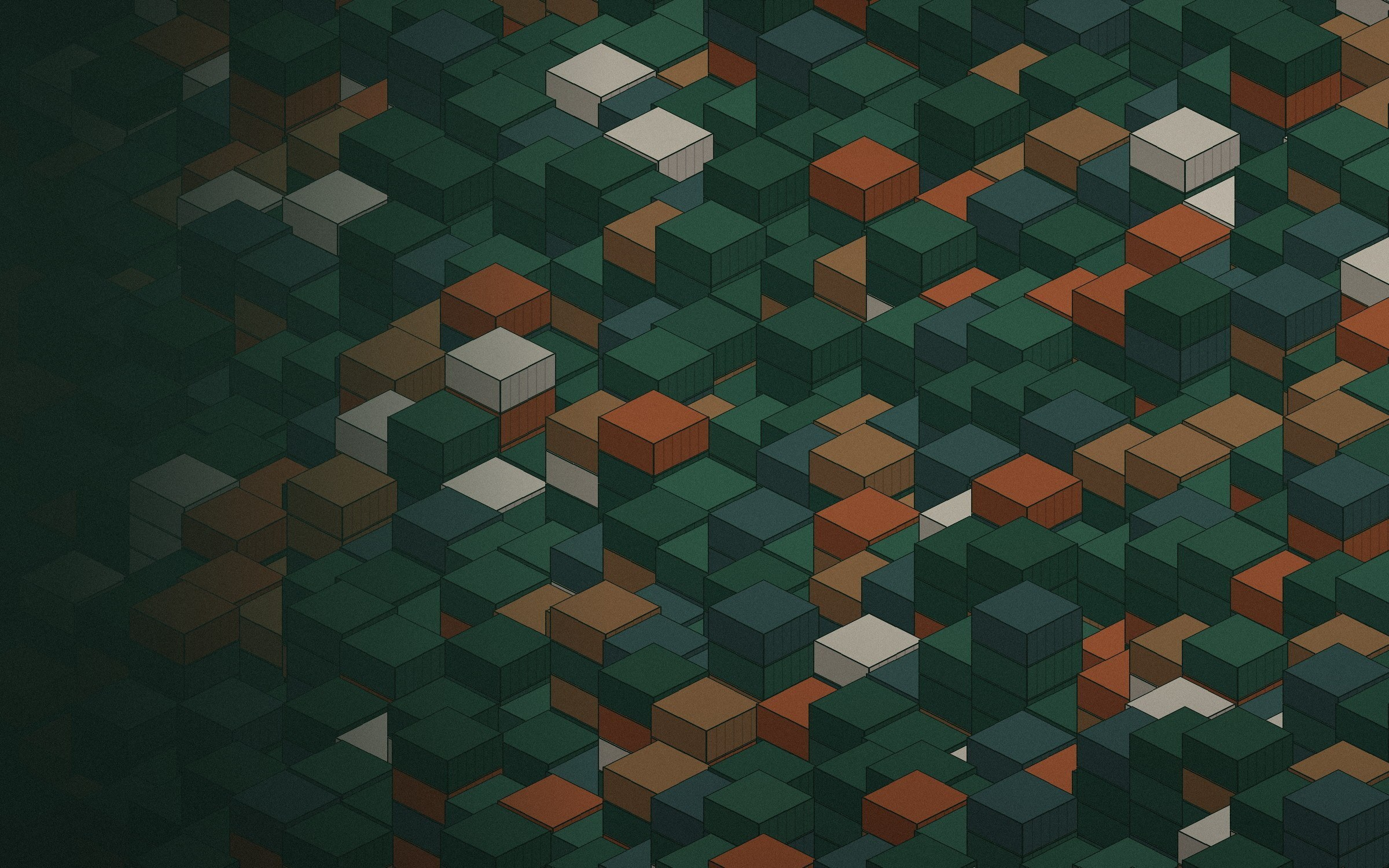 Isometric view of a container yard